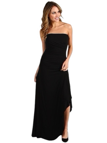 Max & Cleo Lisa Black Strapless Ruched Maxi Dress